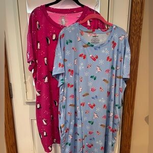 🩵💗(2)Joyspun Women’s Short Sleeve Sleep Shirts Both Size 2X/3X Like New🩵💗